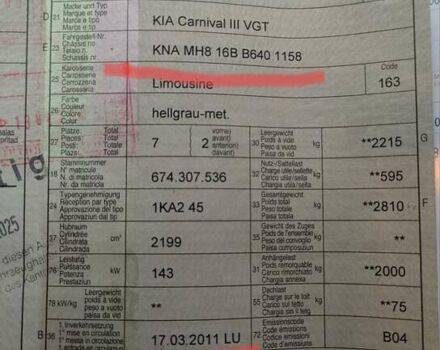 Серый Киа Карнивал, объемом двигателя 2.2 л и пробегом 174 тыс. км за 9999 $, фото 31 на Automoto.ua