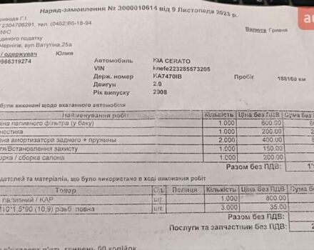 Серый Киа Черато, объемом двигателя 2 л и пробегом 191 тыс. км за 6000 $, фото 6 на Automoto.ua