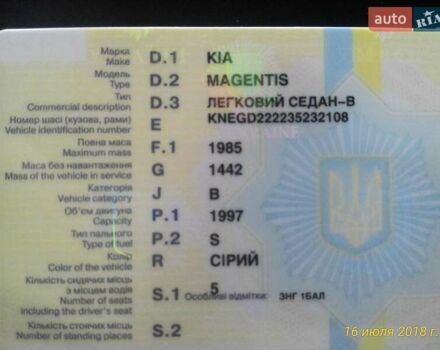 Сірий Кіа Маджентіс, об'ємом двигуна 2 л та пробігом 265 тис. км за 4300 $, фото 20 на Automoto.ua