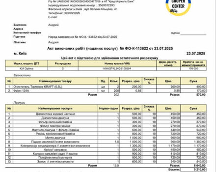 Серый Киа Оптима, объемом двигателя 2.4 л и пробегом 177 тыс. км за 10800 $, фото 66 на Automoto.ua