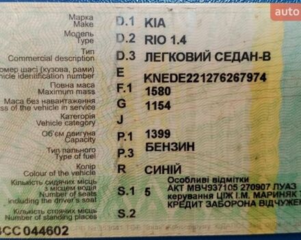 Синій Кіа Ріо, об'ємом двигуна 1.4 л та пробігом 350 тис. км за 3499 $, фото 15 на Automoto.ua