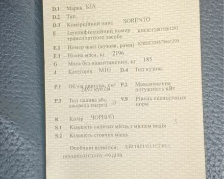 Черный Киа Соренто, объемом двигателя 2.5 л и пробегом 235 тыс. км за 7200 $, фото 6 на Automoto.ua