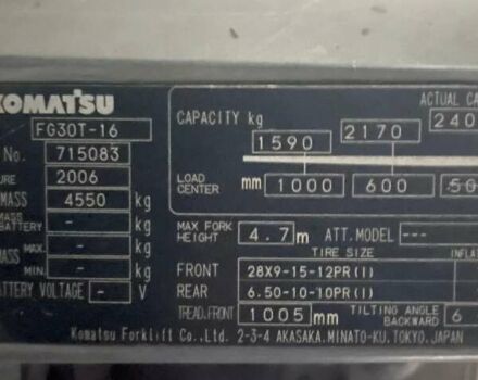 Коматсу ФГ, об'ємом двигуна 0 л та пробігом 580 тис. км за 7800 $, фото 3 на Automoto.ua