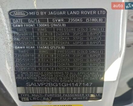 Белый Ленд Ровер Рендж Ровер Эвок, объемом двигателя 2 л и пробегом 118 тыс. км за 3500 $, фото 12 на Automoto.ua