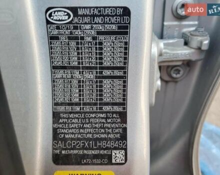 Серый Ленд Ровер Discovery Sport, объемом двигателя 2 л и пробегом 197 тыс. км за 16850 $, фото 12 на Automoto.ua