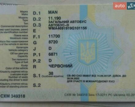 Красный МАН 11.190, объемом двигателя 6.9 л и пробегом 310 тыс. км за 15000 $, фото 4 на Automoto.ua