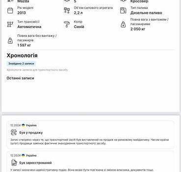 Синий Мазда СХ-5, объемом двигателя 2.19 л и пробегом 233 тыс. км за 13999 $, фото 18 на Automoto.ua