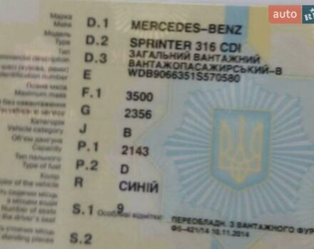 Синий Мерседес Sprinter, объемом двигателя 2.3 л и пробегом 400 тыс. км за 6500 $, фото 1 на Automoto.ua