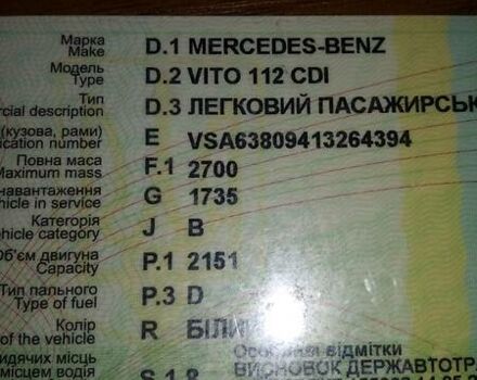 Білий Мерседес Vito 112, об'ємом двигуна 2.2 л та пробігом 285 тис. км за 5000 $, фото 11 на Automoto.ua