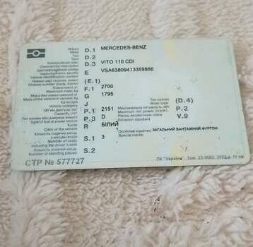 Белый Мерседес Вито, объемом двигателя 2.15 л и пробегом 370 тыс. км за 1400 $, фото 1 на Automoto.ua