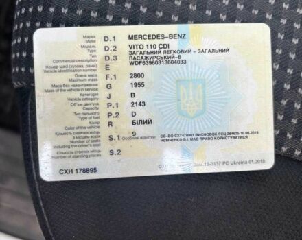 Білий Мерседес Віто, об'ємом двигуна 2.1 л та пробігом 222 тис. км за 10500 $, фото 13 на Automoto.ua