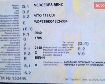 Мерседес Вито 2009 в Киеве на Automoto.ua Белый Мерседес Вито, объемом двигателя 2.15 л и пробегом 317 тыс. км за 8999 $, фото 62 на Automoto.ua