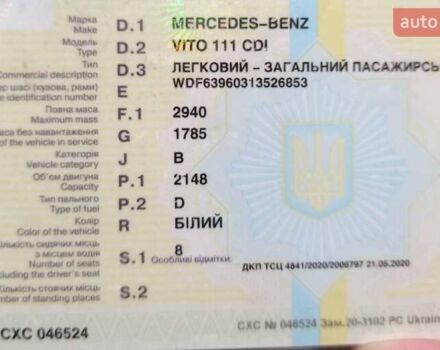 Белый Мерседес Вито, объемом двигателя 2.15 л и пробегом 337 тыс. км за 10600 $, фото 25 на Automoto.ua