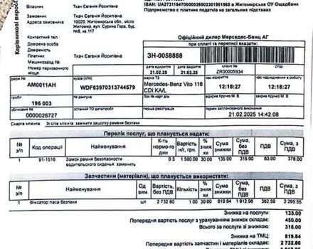 Білий Мерседес Віто, об'ємом двигуна 2.14 л та пробігом 201 тис. км за 18200 $, фото 42 на Automoto.ua