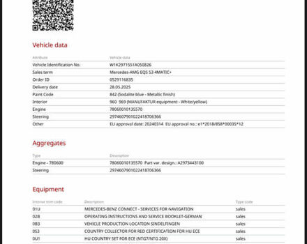 Синий Мерседес EQS, объемом двигателя 0 л и пробегом 10 тыс. км за 128290 $, фото 22 на Automoto.ua