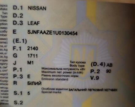 Белый Ниссан Лиф, объемом двигателя 0 л и пробегом 98 тыс. км за 17300 $, фото 3 на Automoto.ua