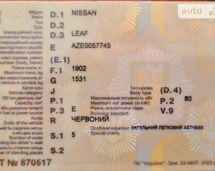 Красный Ниссан Лиф, объемом двигателя 0 л и пробегом 122 тыс. км за 4950 $, фото 14 на Automoto.ua