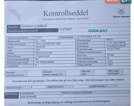 Синий Ниссан Лиф, объемом двигателя 0 л и пробегом 100 тыс. км за 4500 $, фото 17 на Automoto.ua