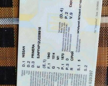 Сірий Ніссан Прімера, об'ємом двигуна 1.9 л та пробігом 335 тис. км за 4500 $, фото 8 на Automoto.ua