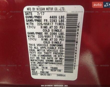 Красный Ниссан Rogue, объемом двигателя 2.49 л и пробегом 71 тыс. км за 16500 $, фото 17 на Automoto.ua