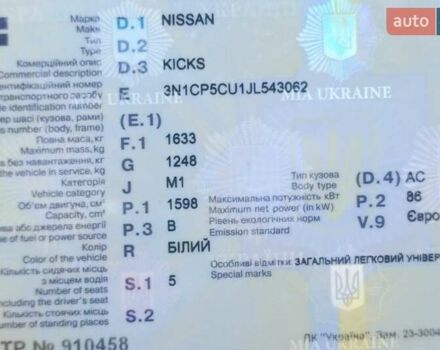 Білий Ніссан Kicks, об'ємом двигуна 1.6 л та пробігом 76 тис. км за 15200 $, фото 16 на Automoto.ua