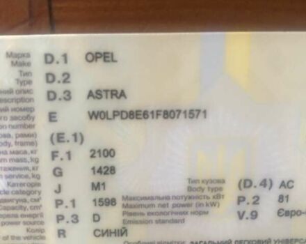 Опель Астра, объемом двигателя 1.6 л и пробегом 213 тыс. км за 6800 $, фото 1 на Automoto.ua