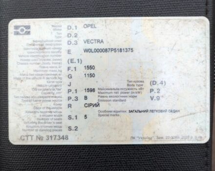 Серый Опель Вектра, объемом двигателя 1.6 л и пробегом 100 тыс. км за 450 $, фото 1 на Automoto.ua