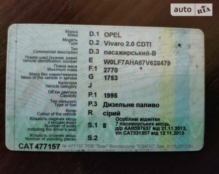 Сірий Опель Віваро пас., об'ємом двигуна 2 л та пробігом 263 тис. км за 9399 $, фото 18 на Automoto.ua