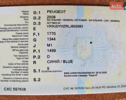 Синий Пежо 2008, объемом двигателя 1.5 л и пробегом 155 тыс. км за 20000 $, фото 44 на Automoto.ua