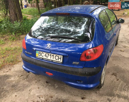 Синий Пежо 206, объемом двигателя 1.1 л и пробегом 205 тыс. км за 2100 $, фото 1 на Automoto.ua