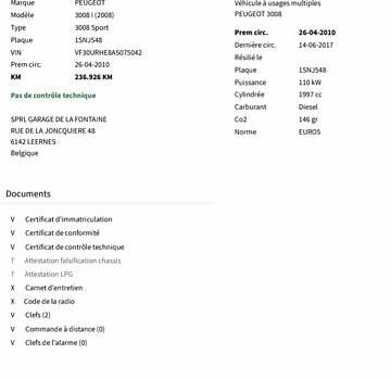 Черный Пежо 3008, объемом двигателя 2 л и пробегом 280 тыс. км за 8300 $, фото 19 на Automoto.ua