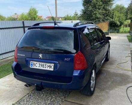 Синий Пежо 307, объемом двигателя 1.59 л и пробегом 230 тыс. км за 4300 $, фото 1 на Automoto.ua