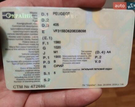 Серый Пежо 405, объемом двигателя 1.9 л и пробегом 250 тыс. км за 750 $, фото 10 на Automoto.ua