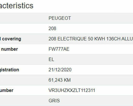Серый Пежо e-208, объемом двигателя 0 л и пробегом 63 тыс. км за 15200 $, фото 55 на Automoto.ua