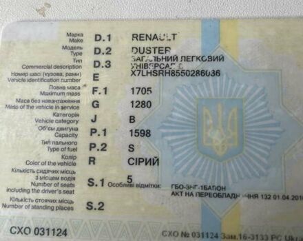 Серый Рено Дастер, объемом двигателя 1.6 л и пробегом 159 тыс. км за 8300 $, фото 4 на Automoto.ua