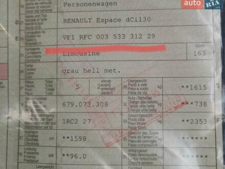 Серый Рено Эспейс, объемом двигателя 1.6 л и пробегом 118 тыс. км за 15699 $, фото 1 на Automoto.ua