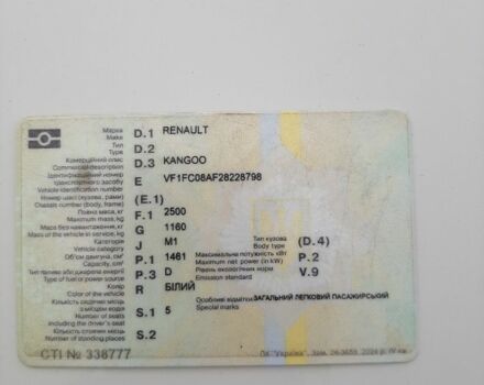 Белый Рено Кенгу, объемом двигателя 1.46 л и пробегом 350 тыс. км за 1500 $, фото 7 на Automoto.ua
