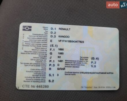 Белый Рено Кенгу, объемом двигателя 1.46 л и пробегом 297 тыс. км за 4464 $, фото 1 на Automoto.ua