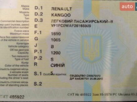 Рено Кенгу 2002 в Ивано-Франковске на Automoto.ua Синий Рено Кенгу, объемом двигателя 1.2 л и пробегом 245 тыс. км за 2300 $, фото 1 на Automoto.ua