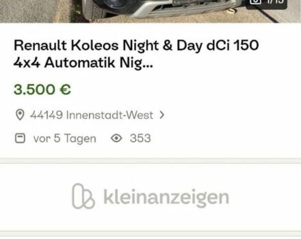 Черный Рено Колеос, объемом двигателя 2 л и пробегом 306 тыс. км за 3500 $, фото 1 на Automoto.ua