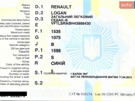 Синій Рено Логан, об'ємом двигуна 1.6 л та пробігом 268 тис. км за 4000 $, фото 1 на Automoto.ua