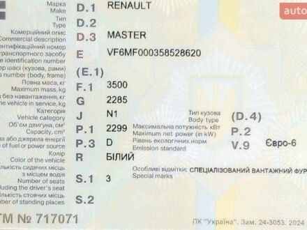Білий Рено Мастєр, об'ємом двигуна 2.3 л та пробігом 162 тис. км за 18000 $, фото 1 на Automoto.ua