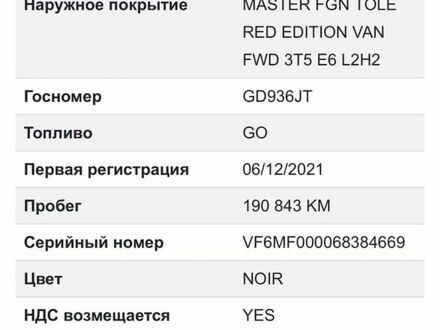 Чорний Рено Мастєр, об'ємом двигуна 2.3 л та пробігом 191 тис. км за 19500 $, фото 1 на Automoto.ua