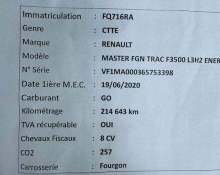 Рено Мастер, объемом двигателя 2.3 л и пробегом 215 тыс. км за 20900 $, фото 1 на Automoto.ua