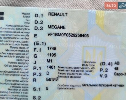 Белый Рено Меган, объемом двигателя 1.5 л и пробегом 316 тыс. км за 3550 $, фото 1 на Automoto.ua