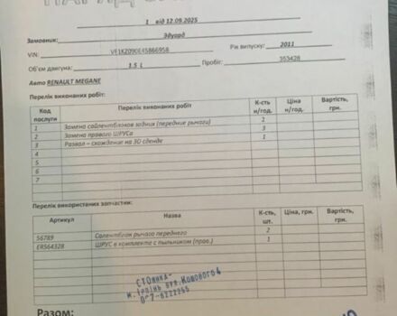 Білий Рено Меган, об'ємом двигуна 1.5 л та пробігом 360 тис. км за 6799 $, фото 12 на Automoto.ua