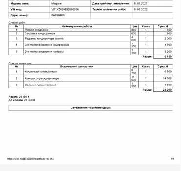 Белый Рено Меган, объемом двигателя 1.46 л и пробегом 360 тыс. км за 7000 $, фото 12 на Automoto.ua