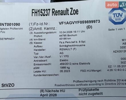 Білий Рено Зое, об'ємом двигуна 0 л та пробігом 44 тис. км за 11250 $, фото 55 на Automoto.ua
