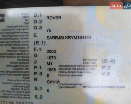 Синій Ровер 75, об'ємом двигуна 2 л та пробігом 300 тис. км за 3100 $, фото 5 на Automoto.ua