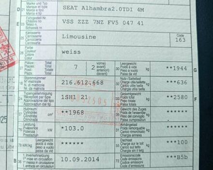 Белый Сеат Альхамбра, объемом двигателя 1.97 л и пробегом 212 тыс. км за 13950 $, фото 54 на Automoto.ua